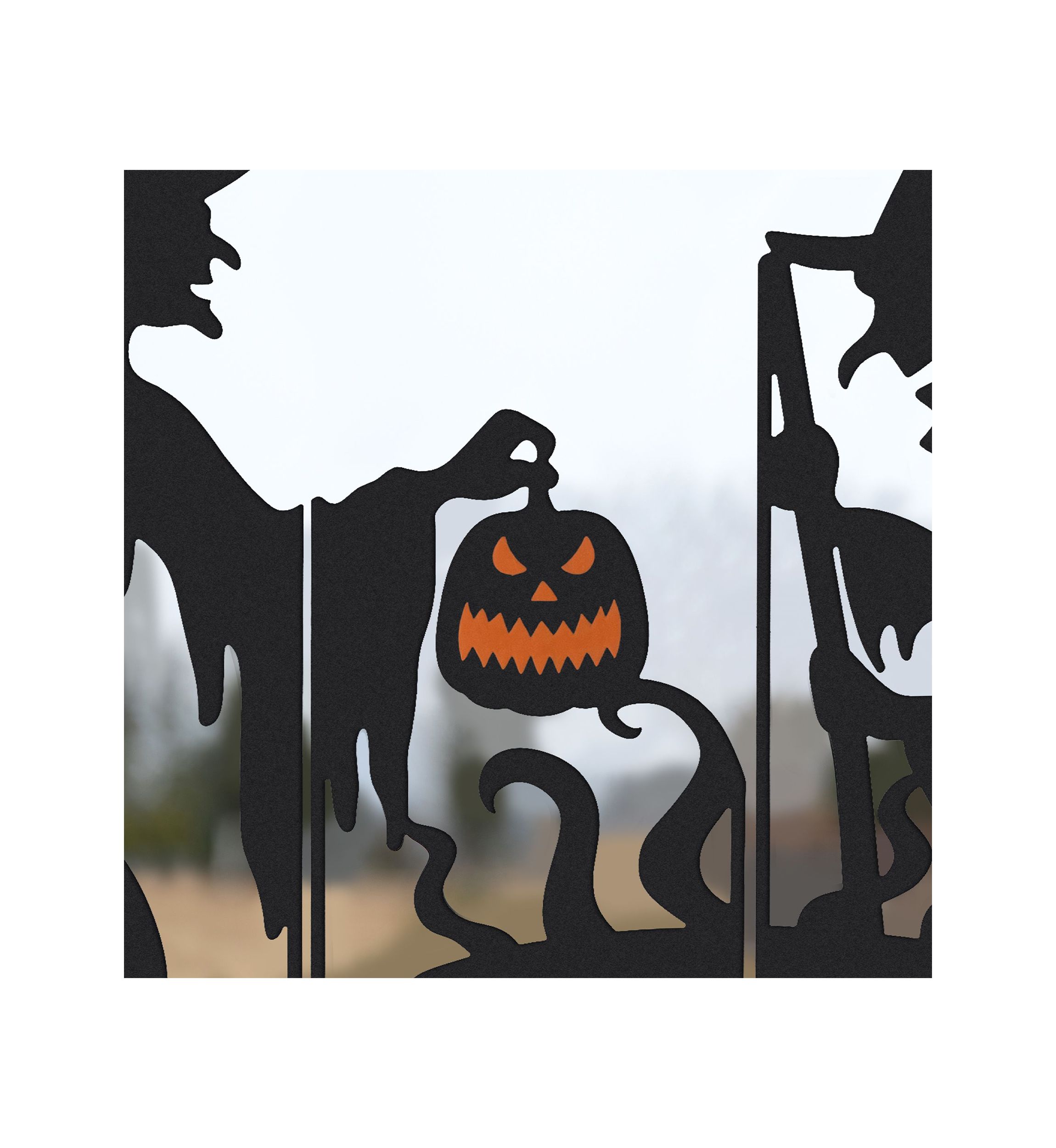 Set of 5 Halloween Metal Silhouette Witches and Cauldron Yardstake