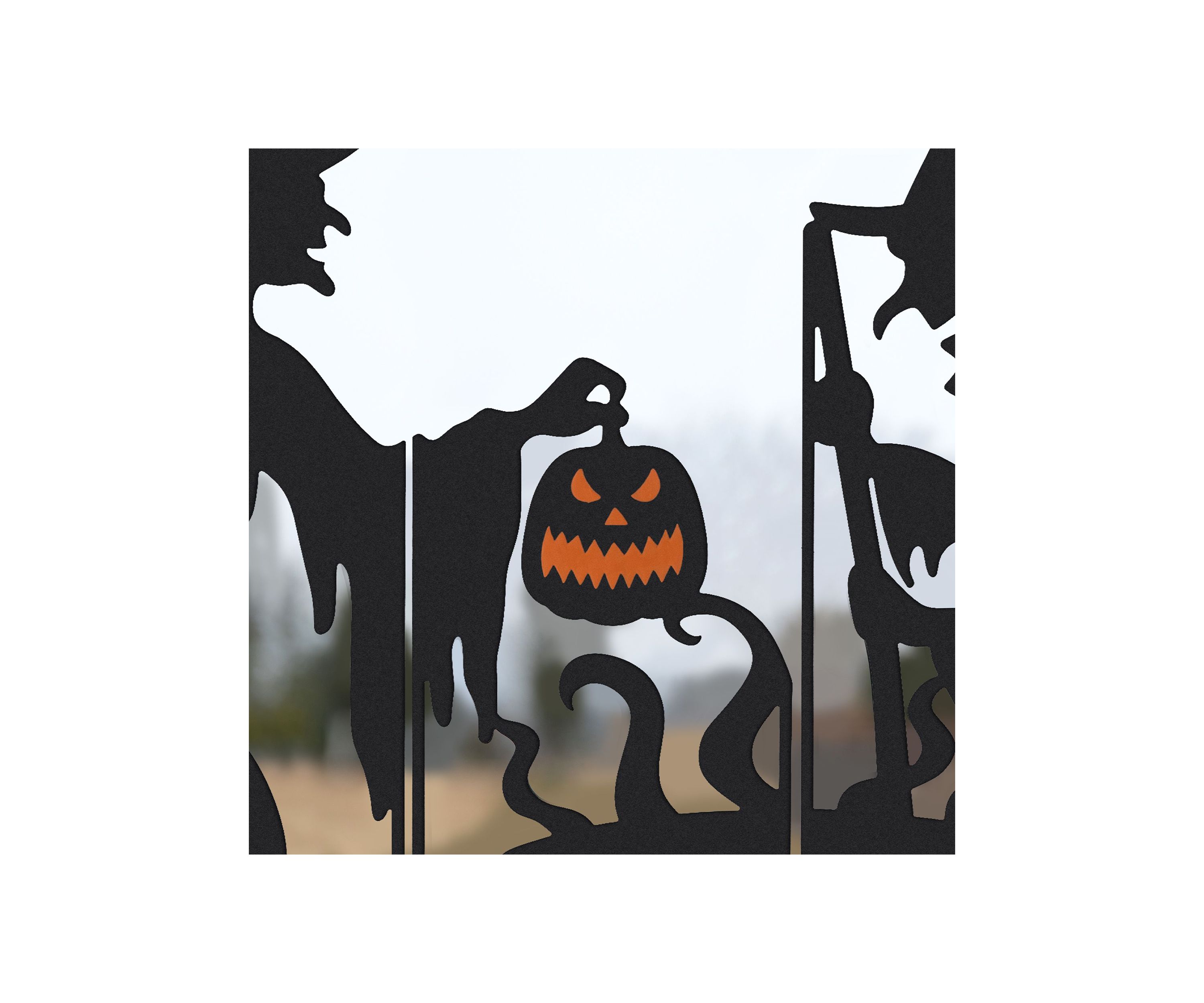Set of 5 Halloween Metal Silhouette Witches and Cauldron Yardstake