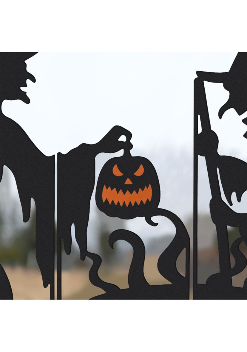 Set of 5 Halloween Metal Silhouette Witches and Cauldron Yardstake