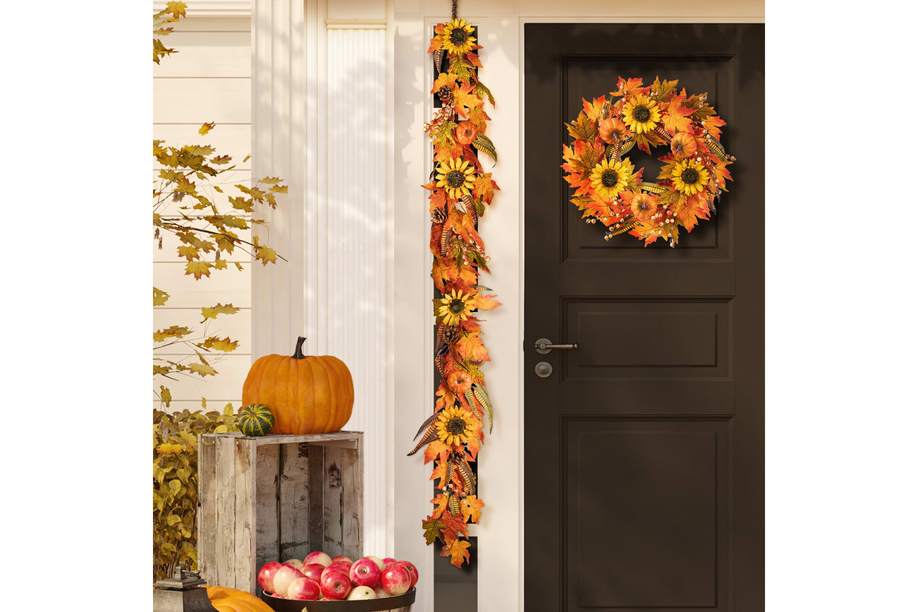 6ft Fall Maple Leaf and Sunflower Garland