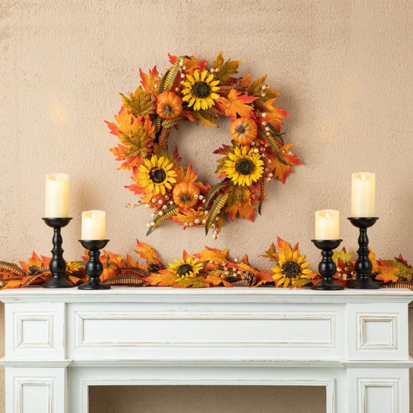 6ft Fall Maple Leaf and Sunflower Garland