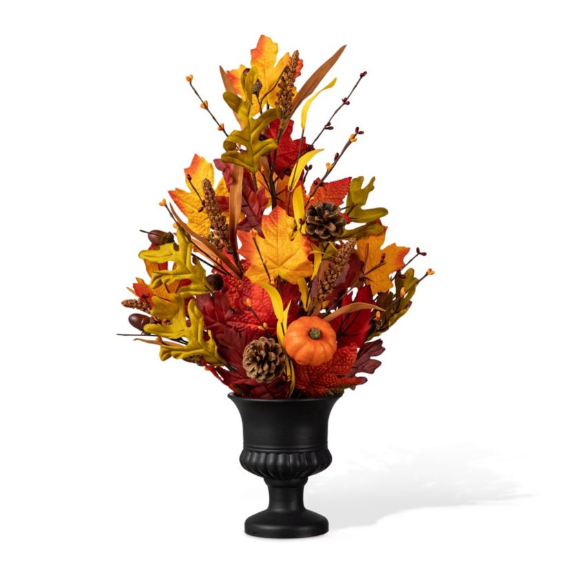 24"H Fall Maple Leaf Urn Table Tree