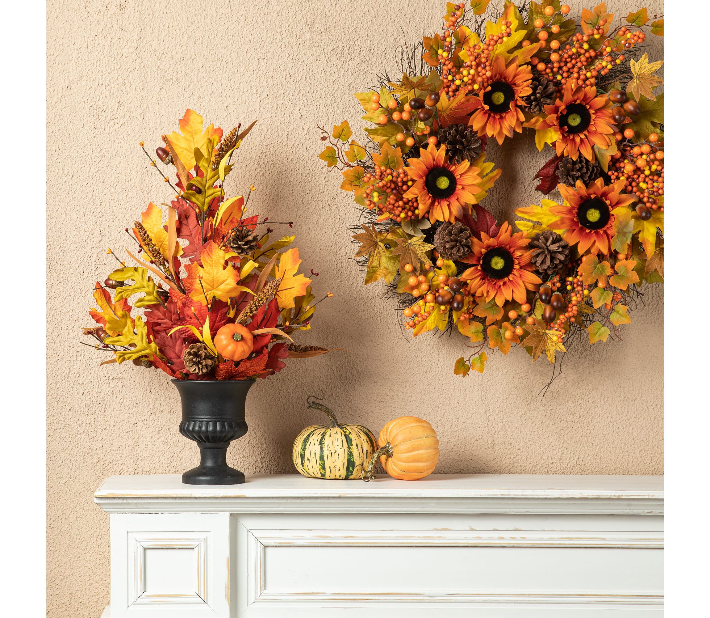 24"H Fall Maple Leaf Urn Table Tree