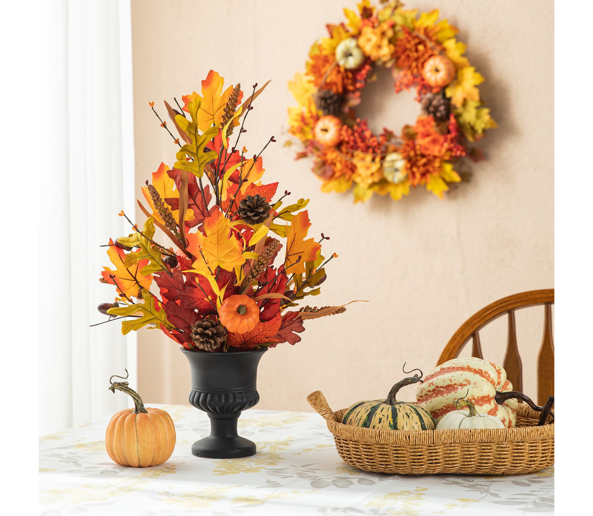 24"H Fall Maple Leaf Urn Table Tree