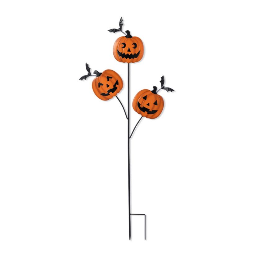 39.50"H Halloween Metal Pumpkins w/Spring Bats Yard Stake (KD)