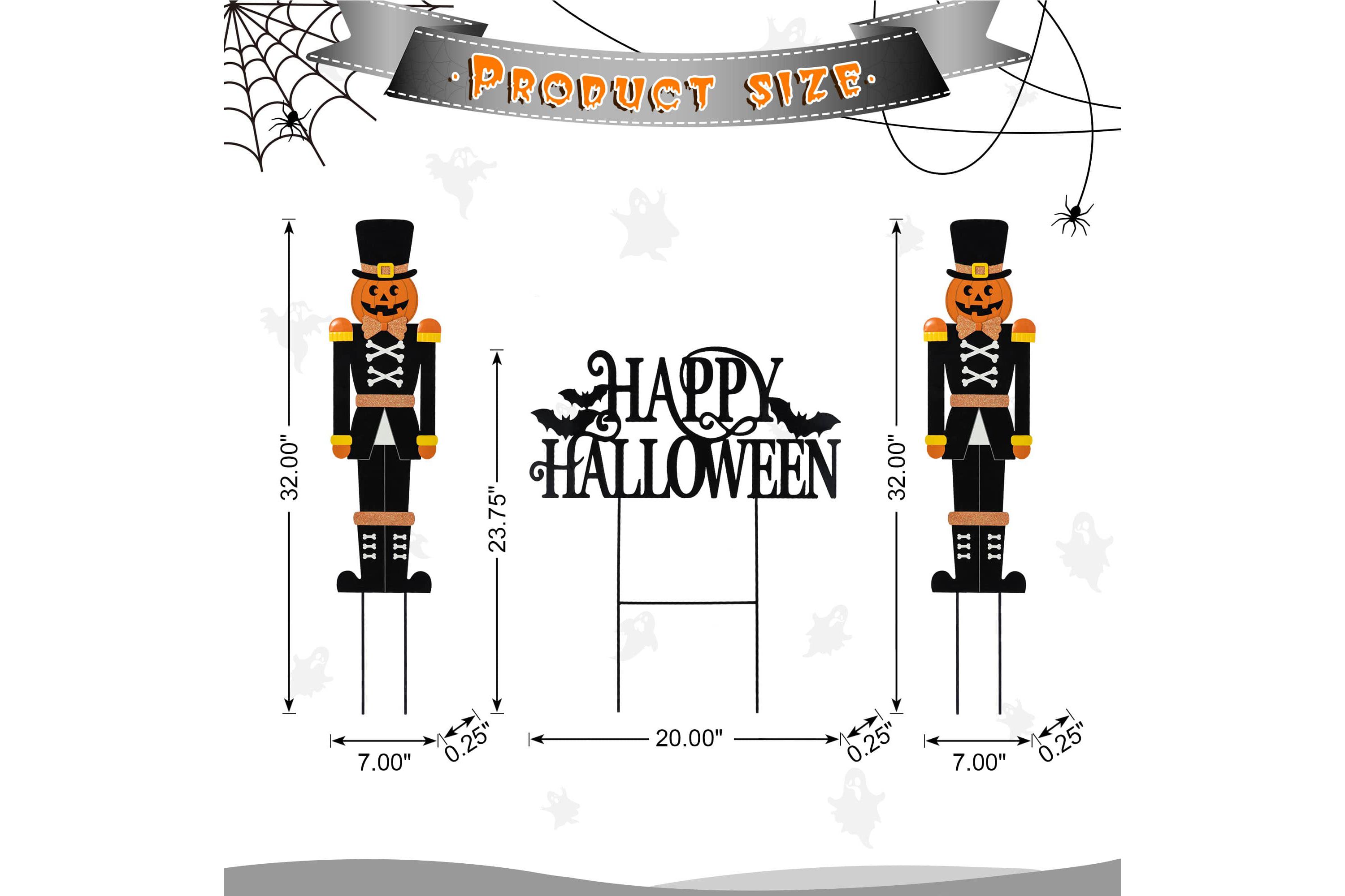 32"H S/3 Halloween Metal Nutcracker and HAPPY HALLOWEEN Yard Stake (KD)