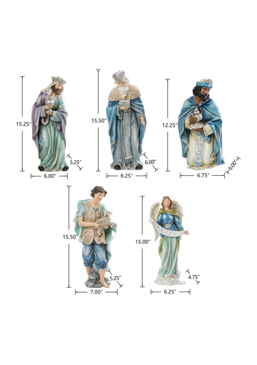 12 Piece Oversized Deluxe Blue Resin Nativity Figurine Set