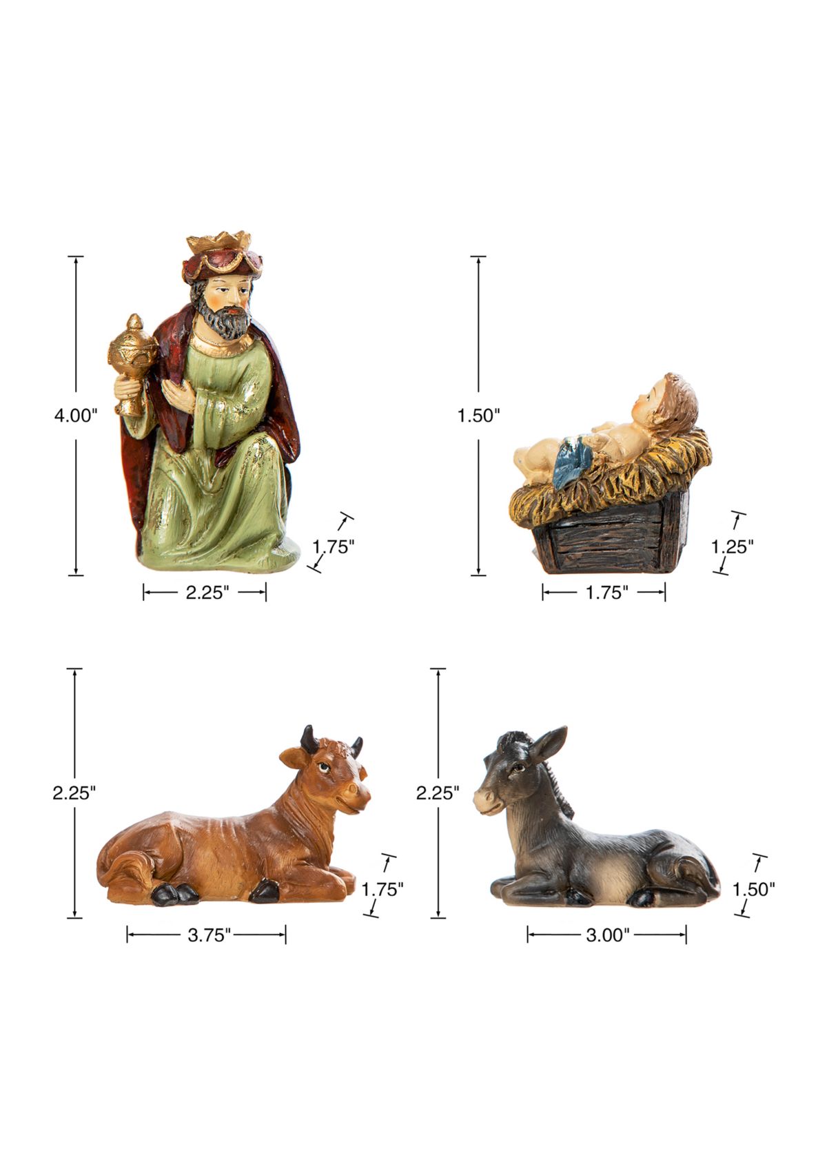 11 Piece Multi-Colored Resin Nativity Figurine Set