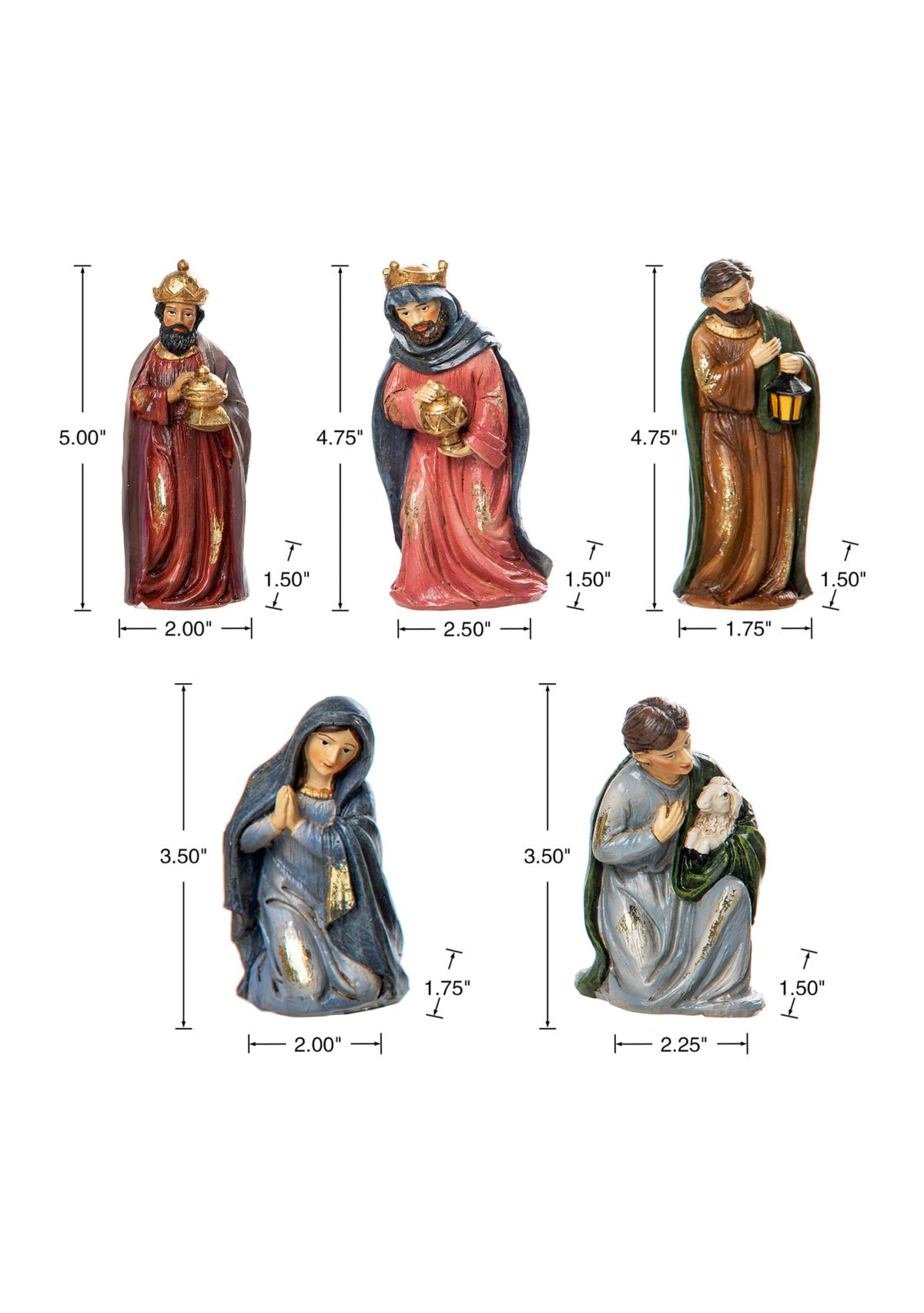 11 Piece Multi-Colored Resin Nativity Figurine Set