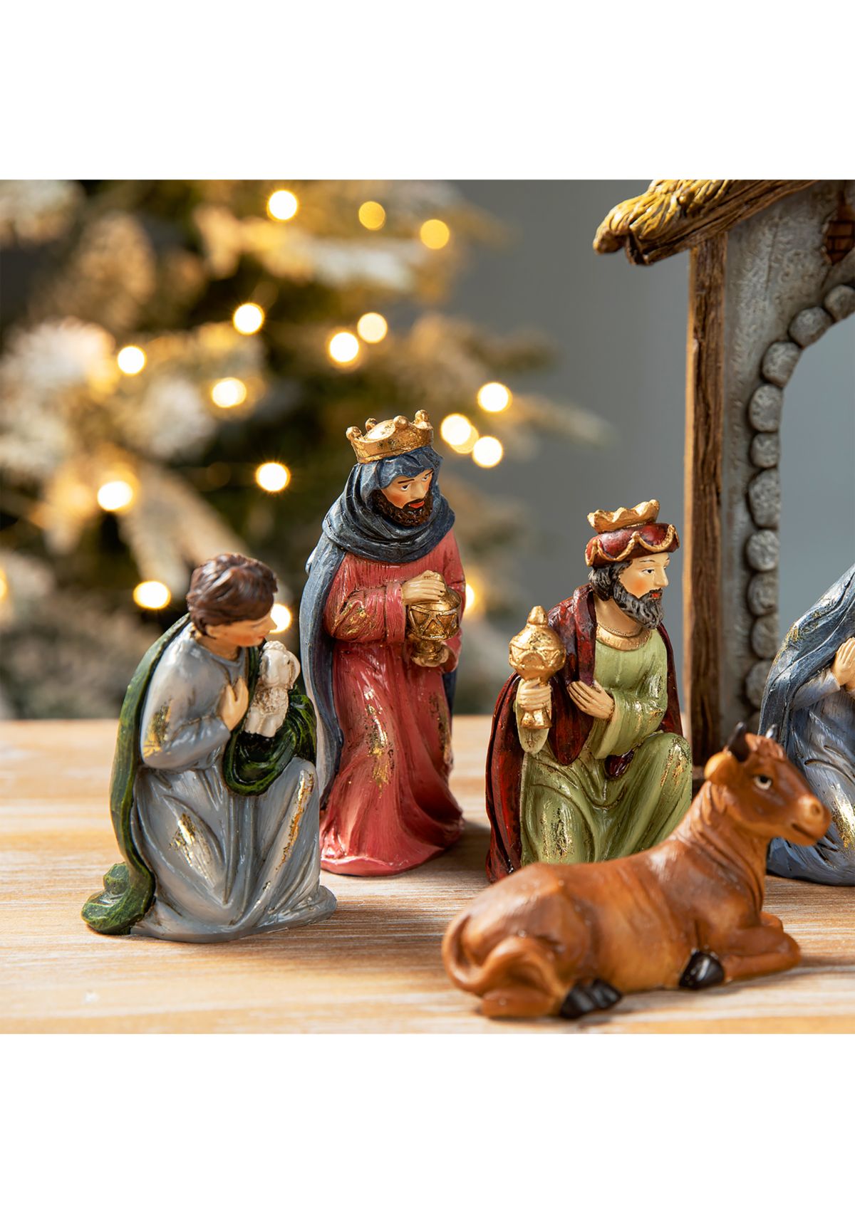 11 Piece Multi-Colored Resin Nativity Figurine Set