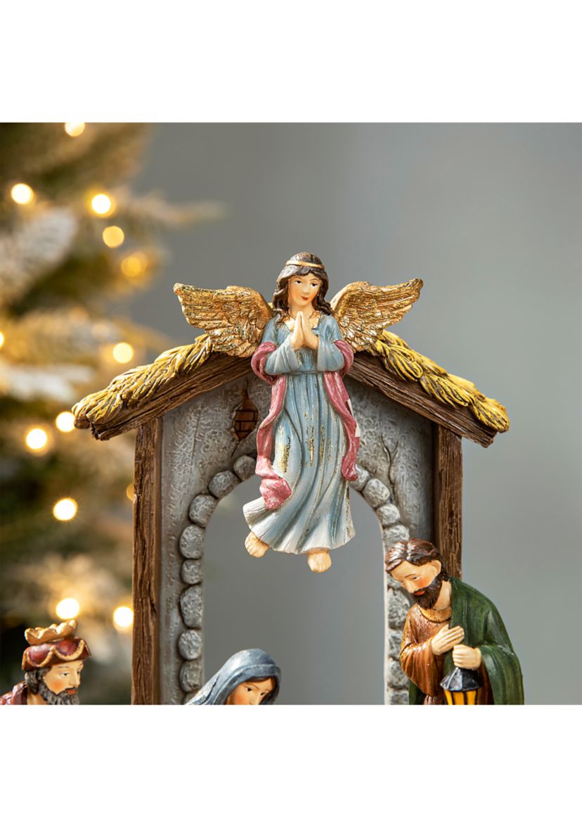 11 Piece Multi-Colored Resin Nativity Figurine Set