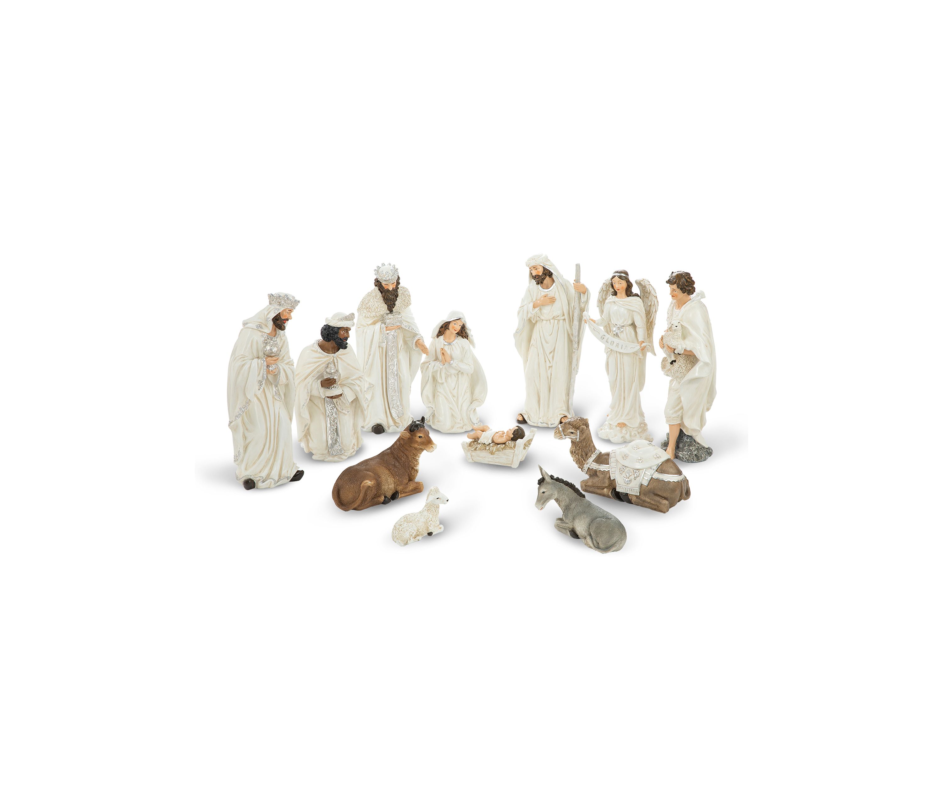 12pcs Oversized Ivory Resin Nativity Figurine Set
