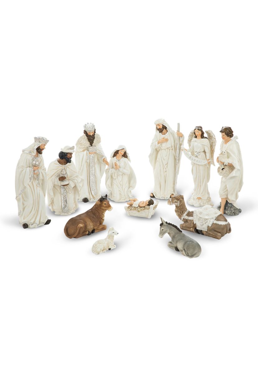 12pcs Oversized Ivory Resin Nativity Figurine Set