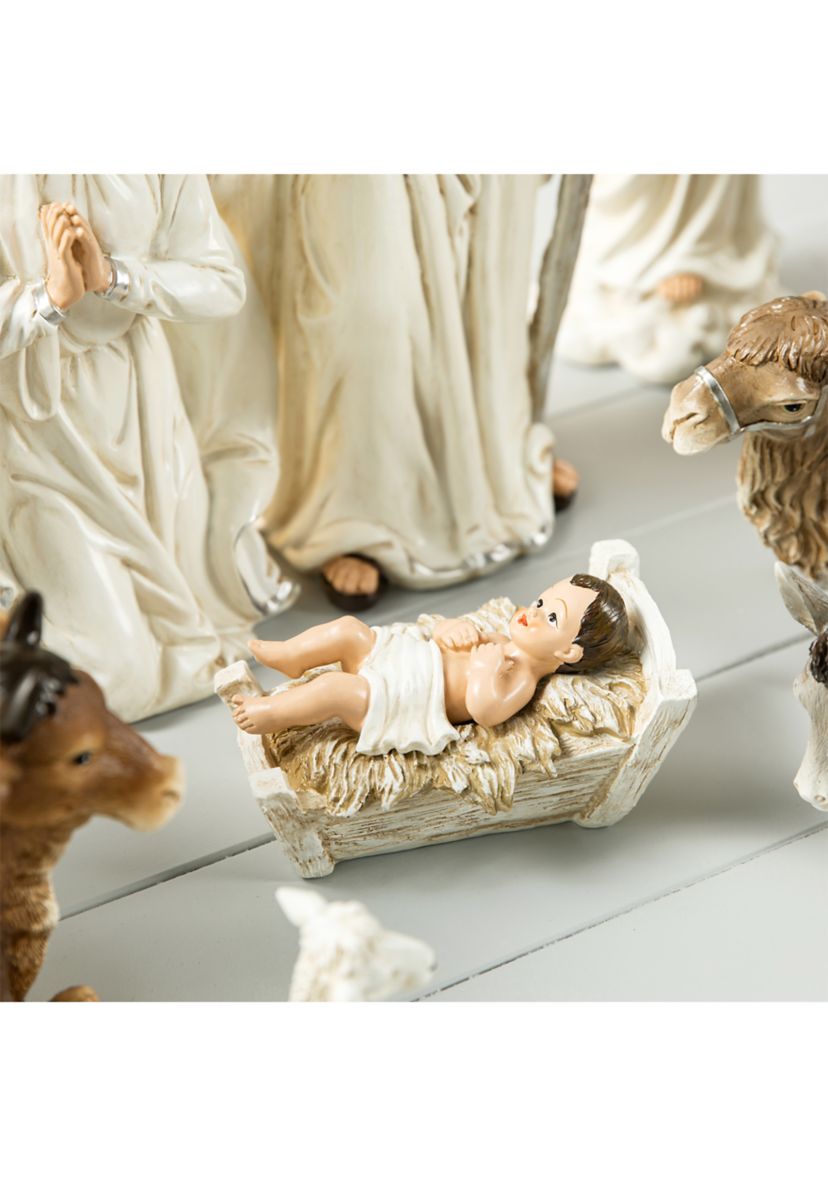 12pcs Oversized Ivory Resin Nativity Figurine Set