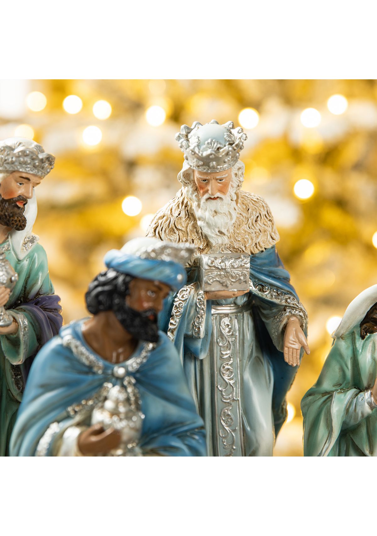 12pcs Deluxe Blue Resin Nativity Figurine Set