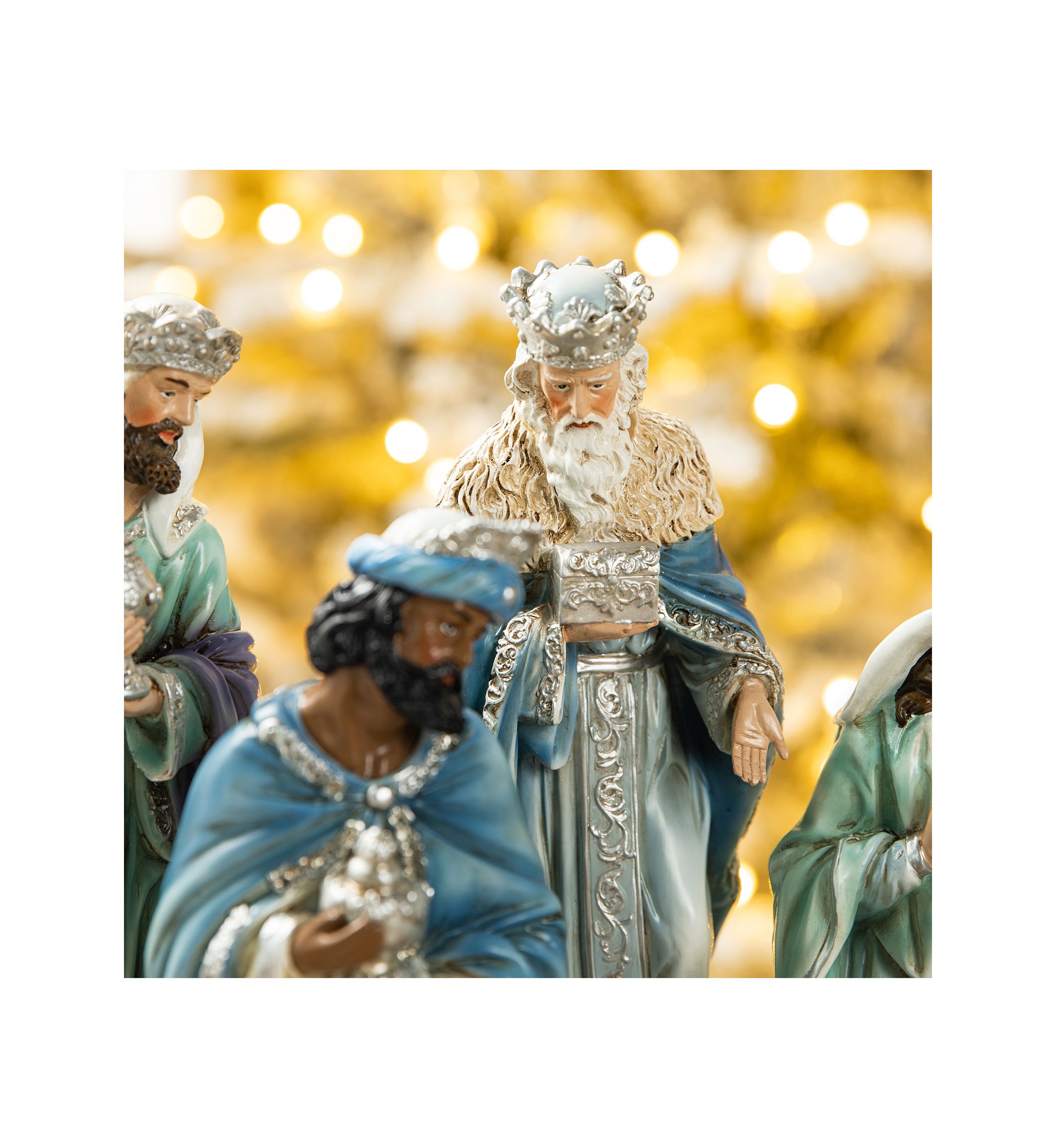 12pcs Deluxe Blue Resin Nativity Figurine Set