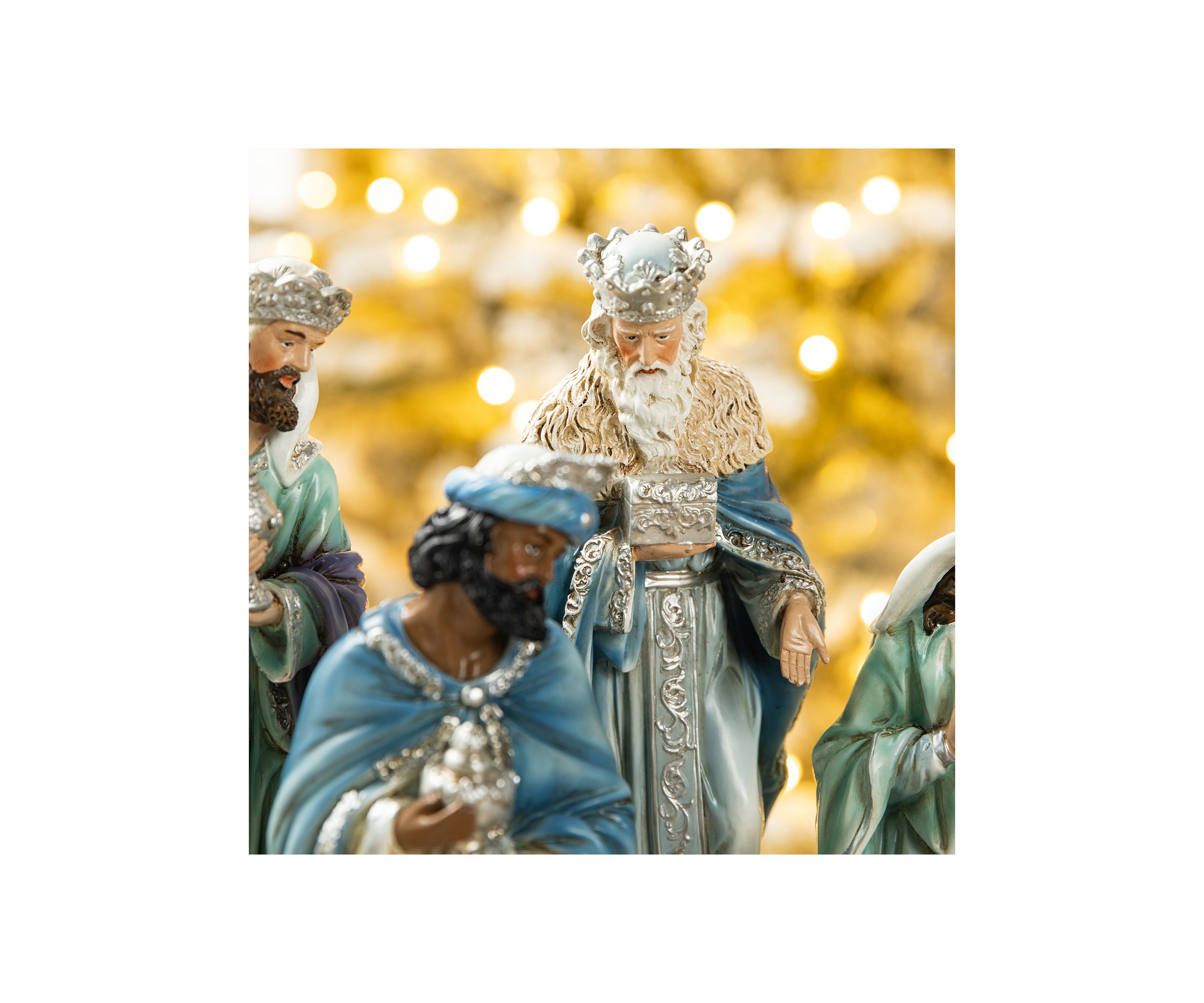 12pcs Deluxe Blue Resin Nativity Figurine Set