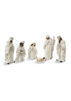 Glitzhome 6pcs Ivory Resin Nativity Figurine Set | belk