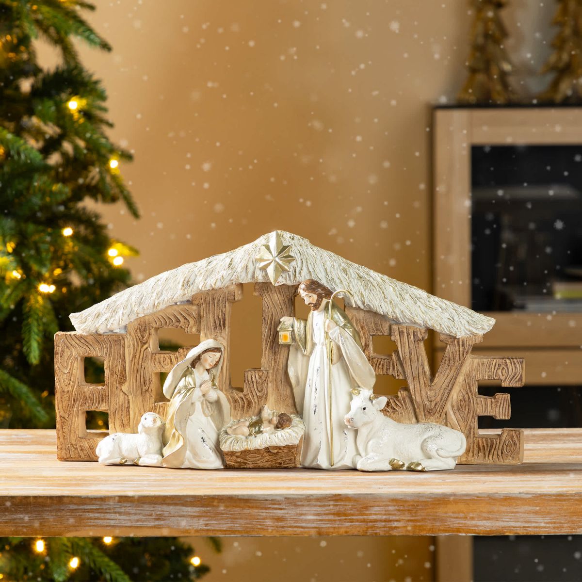 11.75"L Resin "BELIEVE" Holy Family Figurine