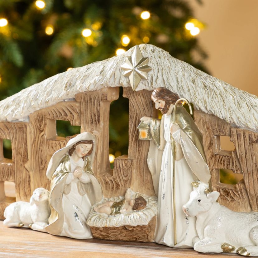 11.75"L Resin "BELIEVE" Holy Family Figurine