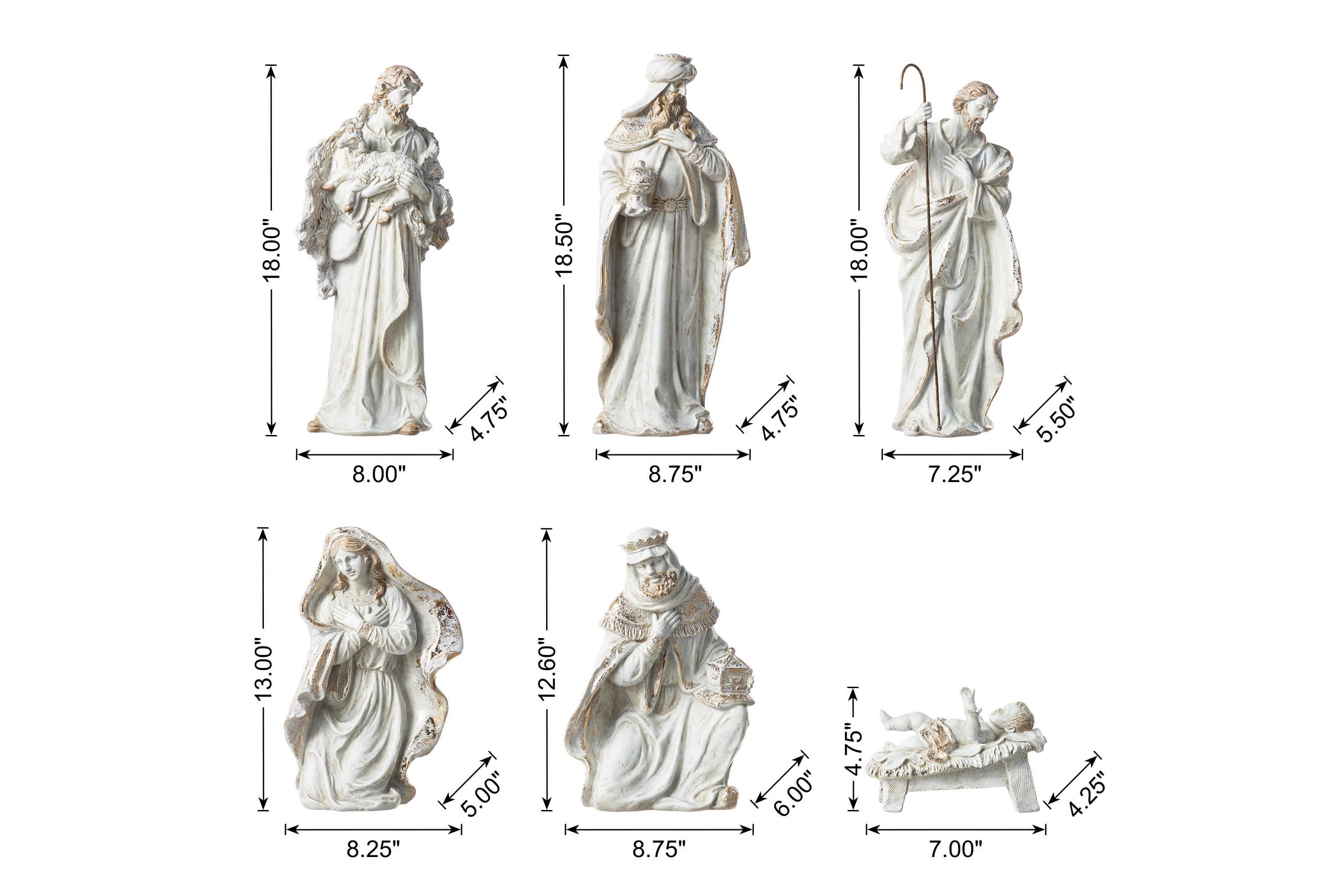 10pcs Ivory/Gold Resin Nativity Figurine Set