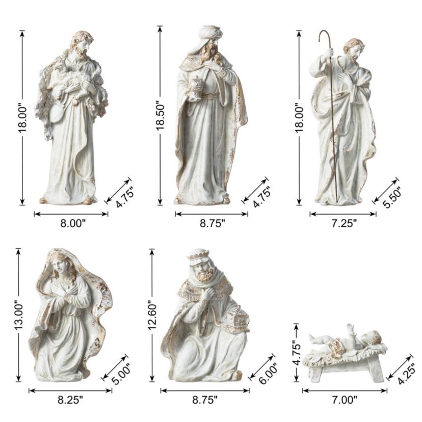 10pcs Ivory/Gold Resin Nativity Figurine Set