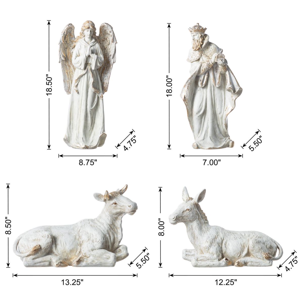 10pcs Ivory/Gold Resin Nativity Figurine Set