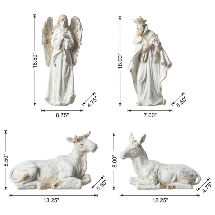 10pcs Ivory/Gold Resin Nativity Figurine Set