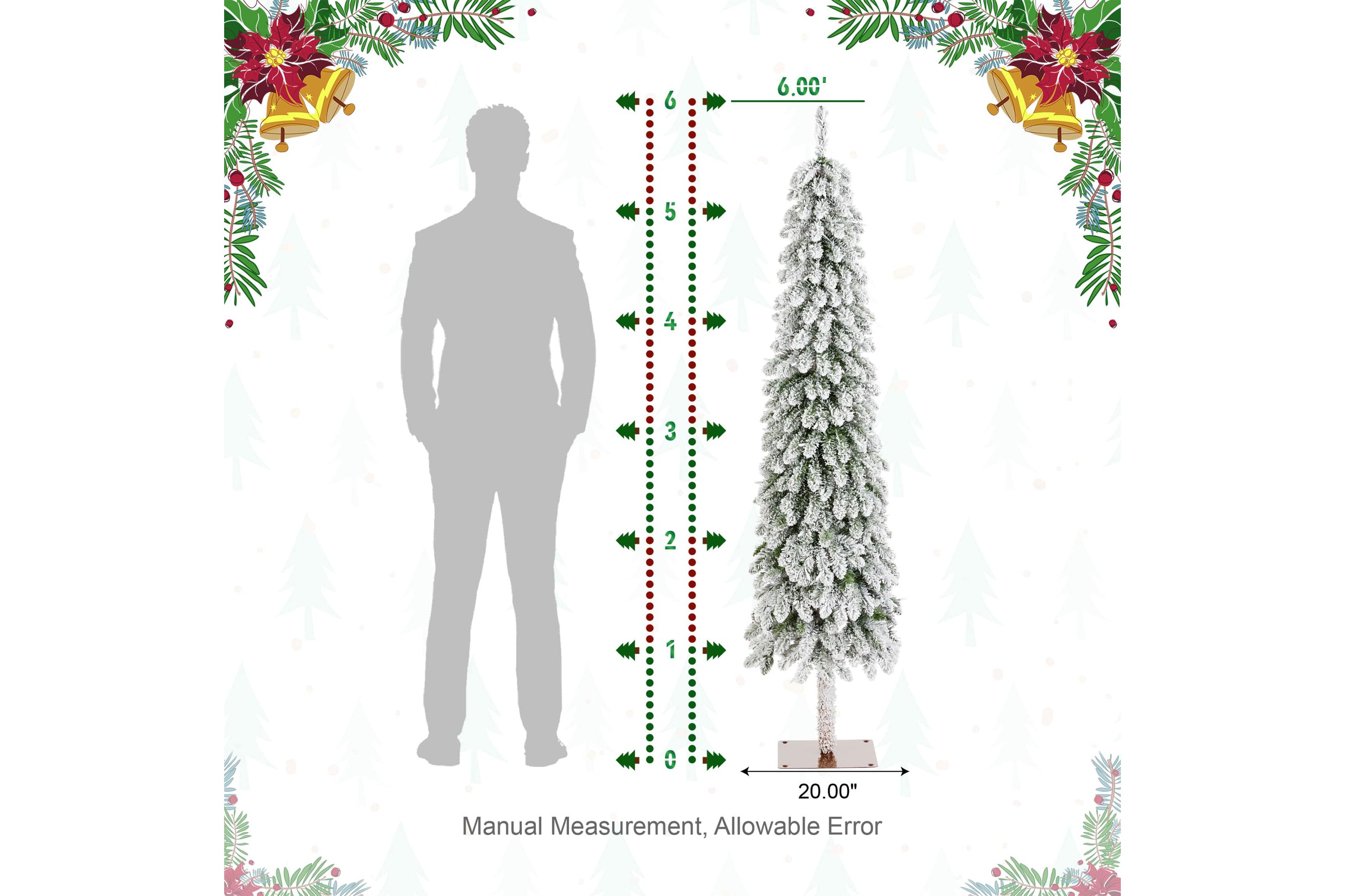 6ft Pre-Lit Flocked Artificial Christmas Tree with 150 Warm White C3 Clear LED Lights,9 function w/Foot Pedal