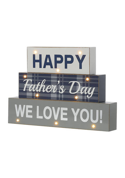 Glitz Home Lighted Wooden Happy Fathers Day Block