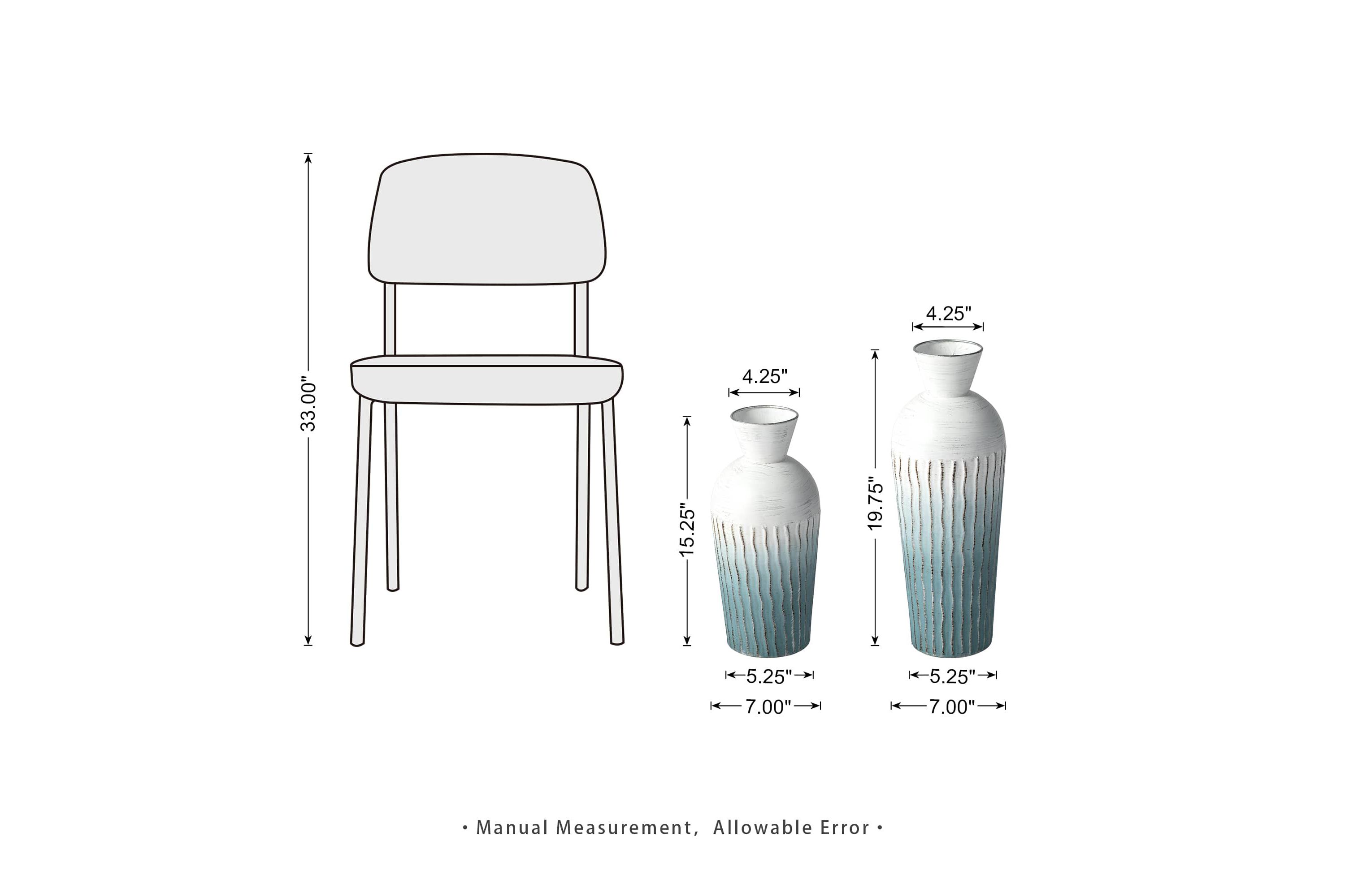 Set of 2 Abstract Ombre Aqua Metal Vases