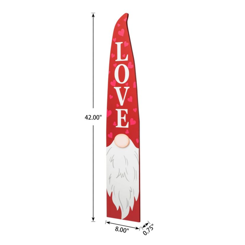 42"H Valentines Wooden Gnome Porch Decor