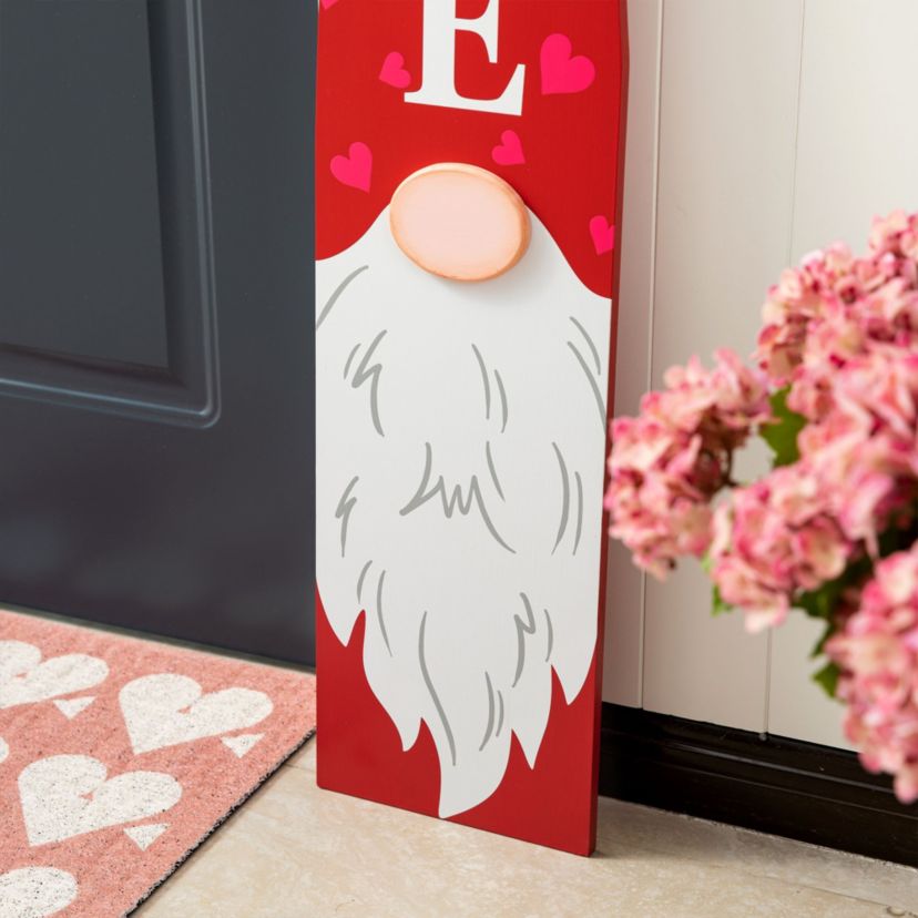42"H Valentines Wooden Gnome Porch Decor