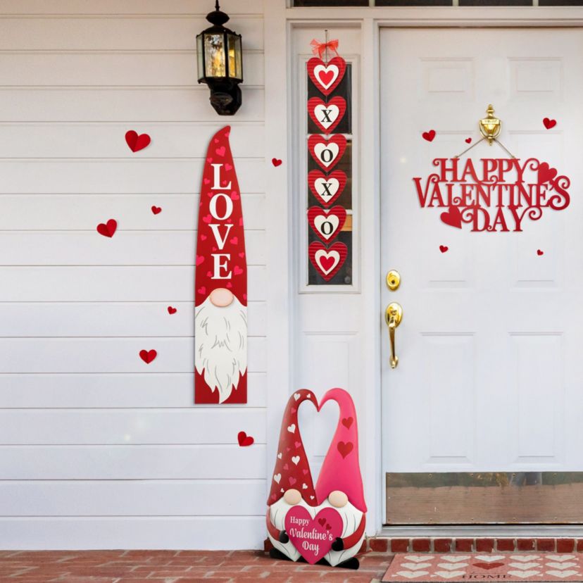 42"H Valentines Wooden Gnome Porch Decor