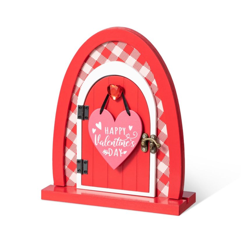 8.5"H Valentines Wooden Door-Shaped Photo Frame Table Decor