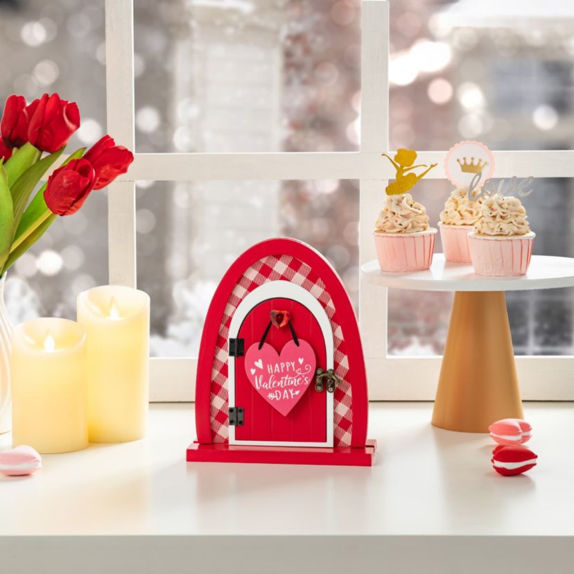 8.5"H Valentines Wooden Door-Shaped Photo Frame Table Decor