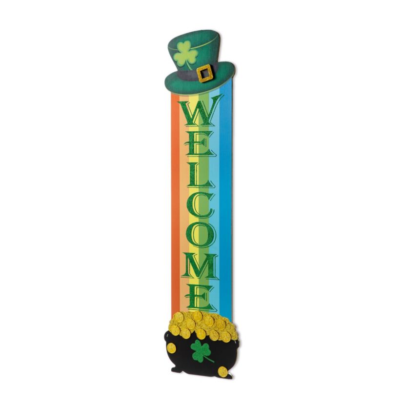 42"H St.Patricks Wooden Rainbow & Pot of Gold Porch Decor