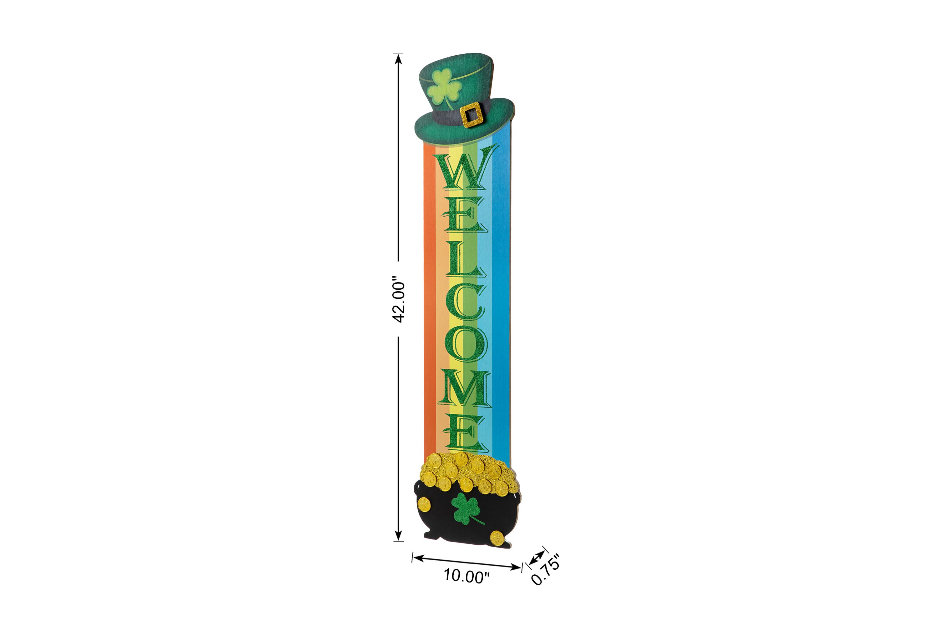 42"H St.Patricks Wooden Rainbow & Pot of Gold Porch Decor