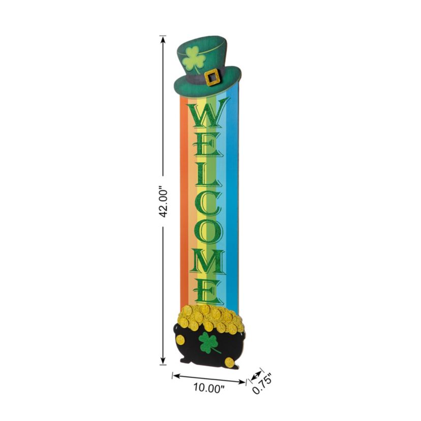 42"H St.Patricks Wooden Rainbow & Pot of Gold Porch Decor