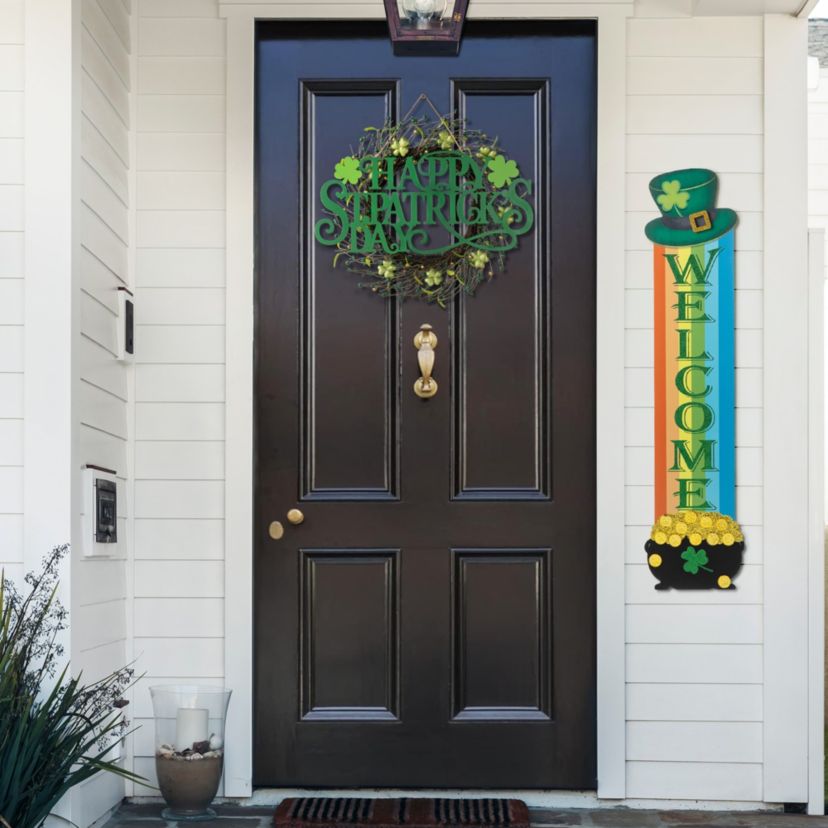42"H St.Patricks Wooden Rainbow & Pot of Gold Porch Decor