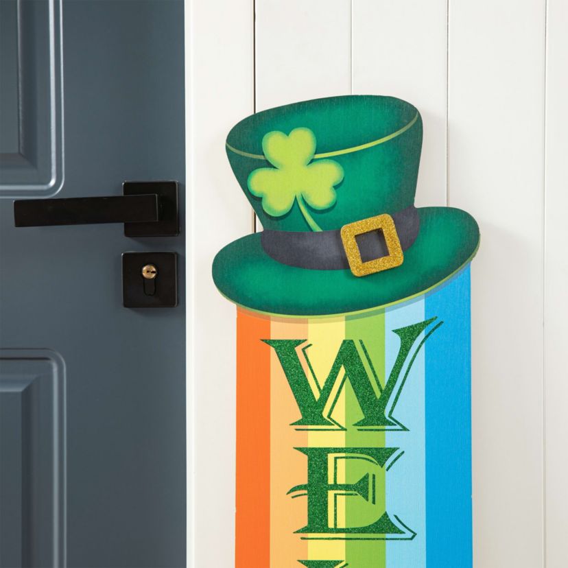 42"H St.Patricks Wooden Rainbow & Pot of Gold Porch Decor