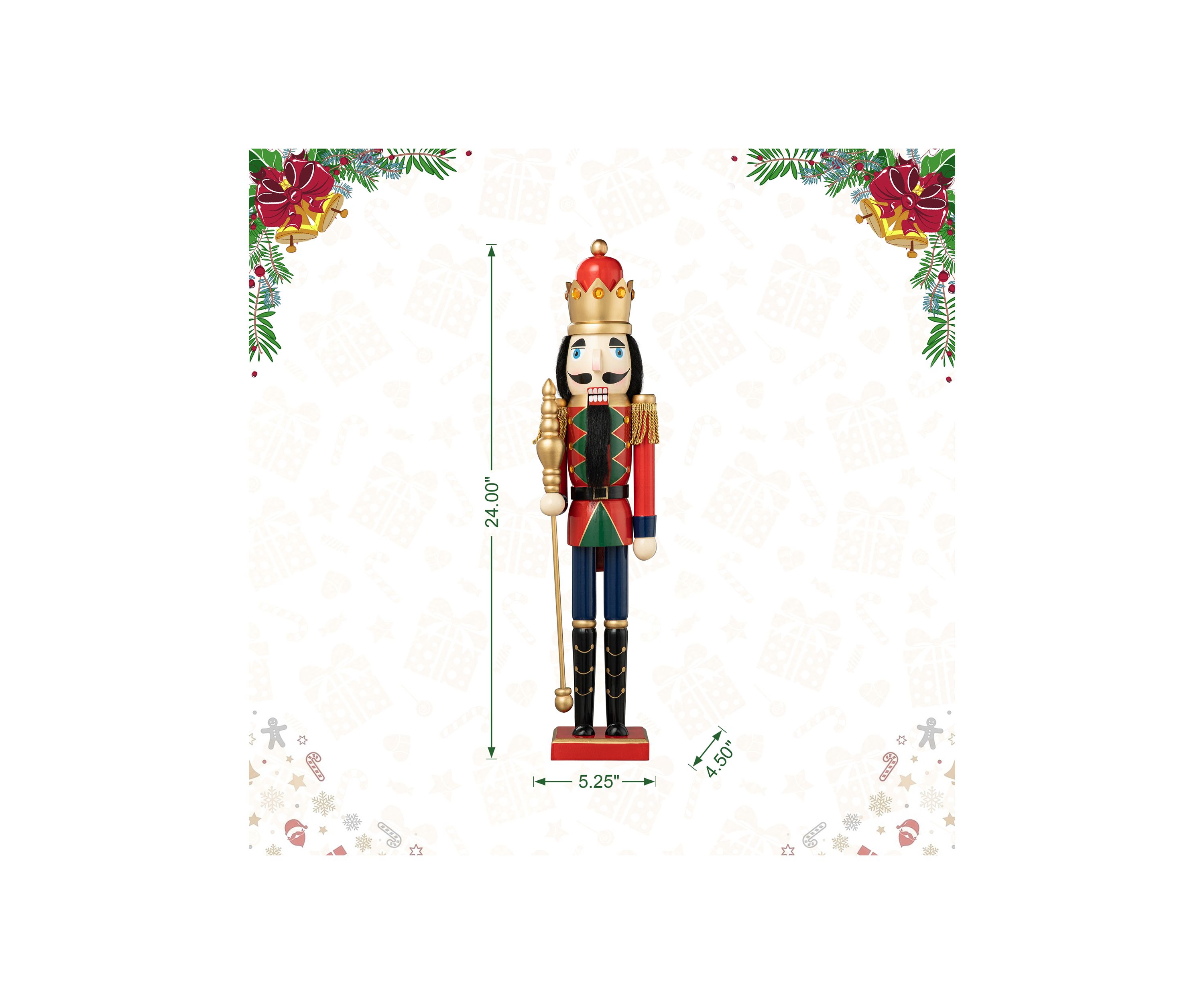 24-inchH Wooden Christmas King Nutcracker