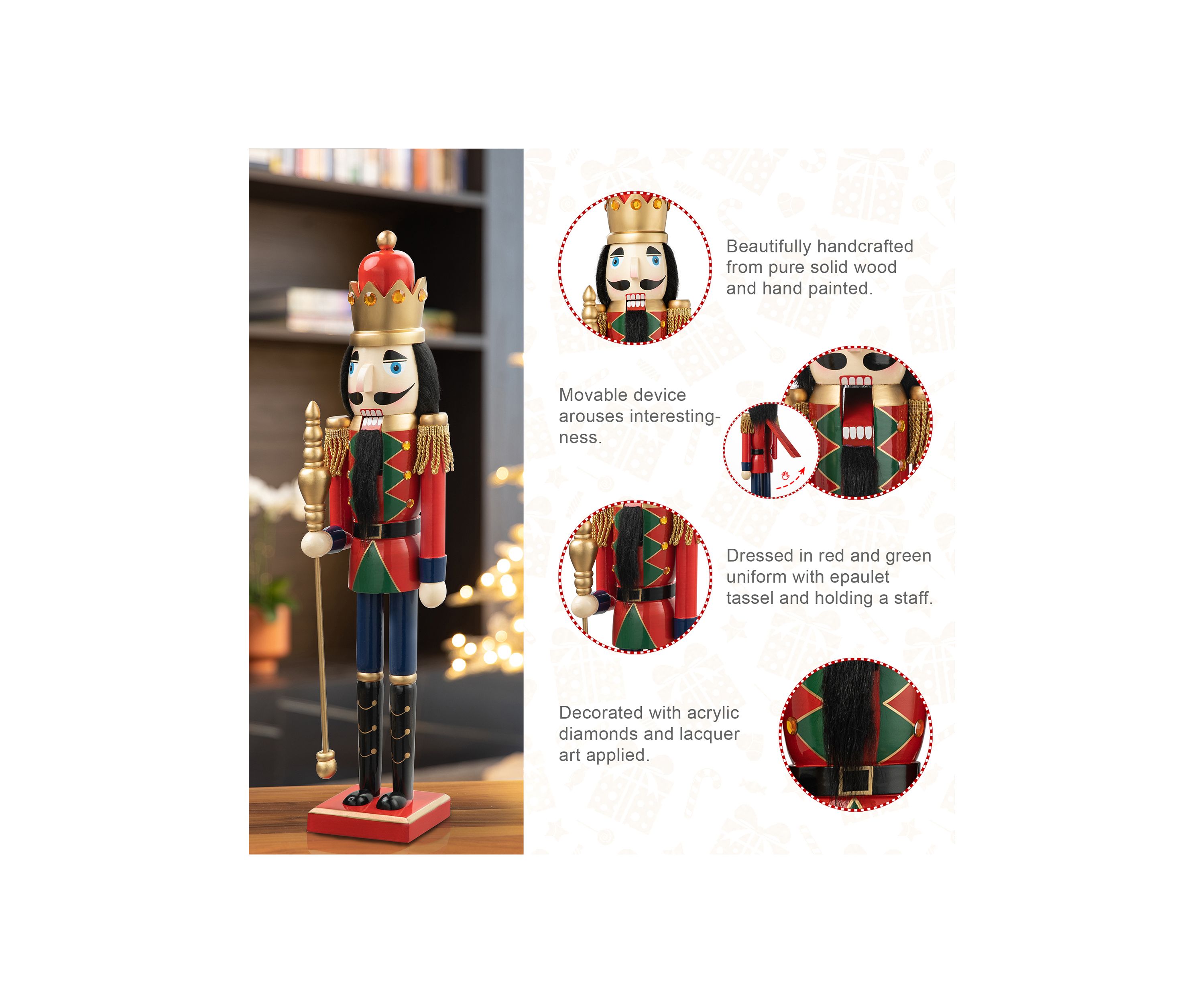 24-inchH Wooden Christmas King Nutcracker
