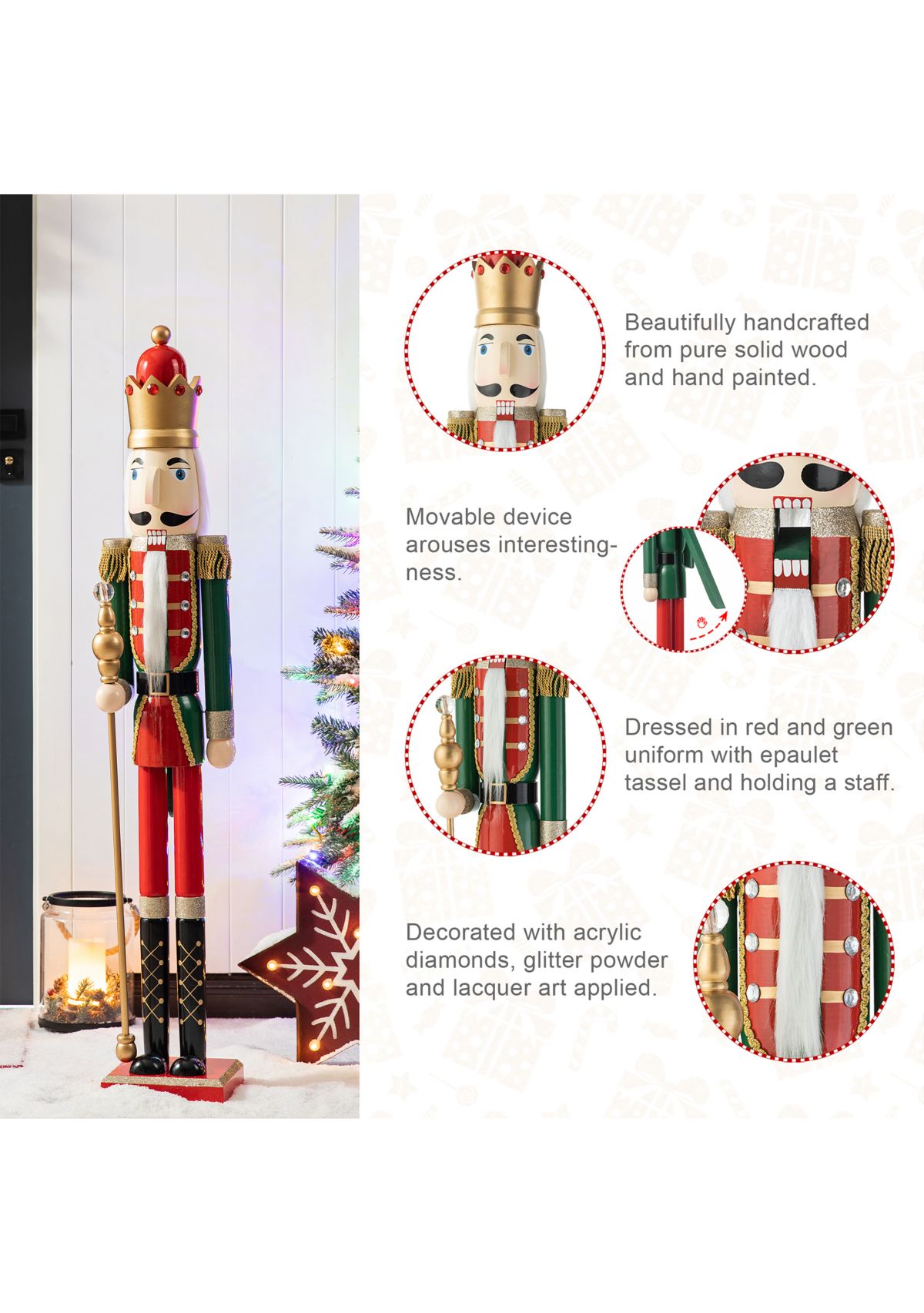 42-inchH Wooden Christmas King Nutcracker