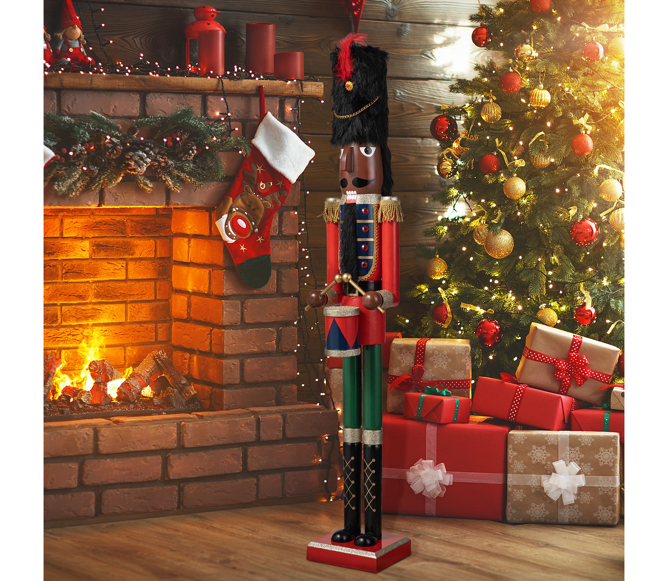 42"H Wooden Christmas African Soldier Nutcracker