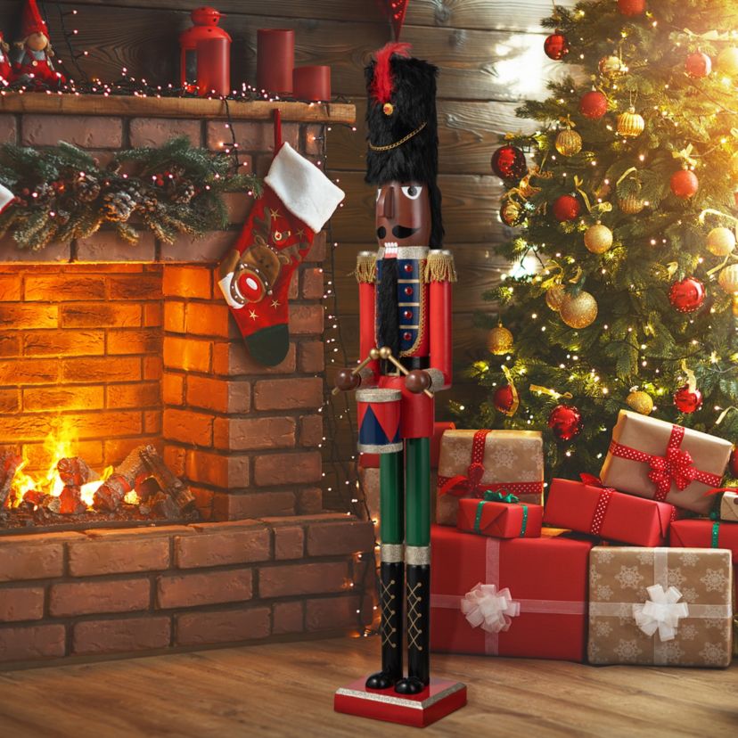 42"H Wooden Christmas African Soldier Nutcracker