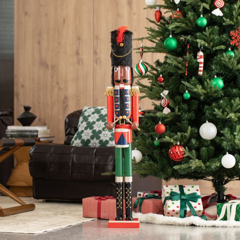 42"H Wooden Christmas African Soldier Nutcracker