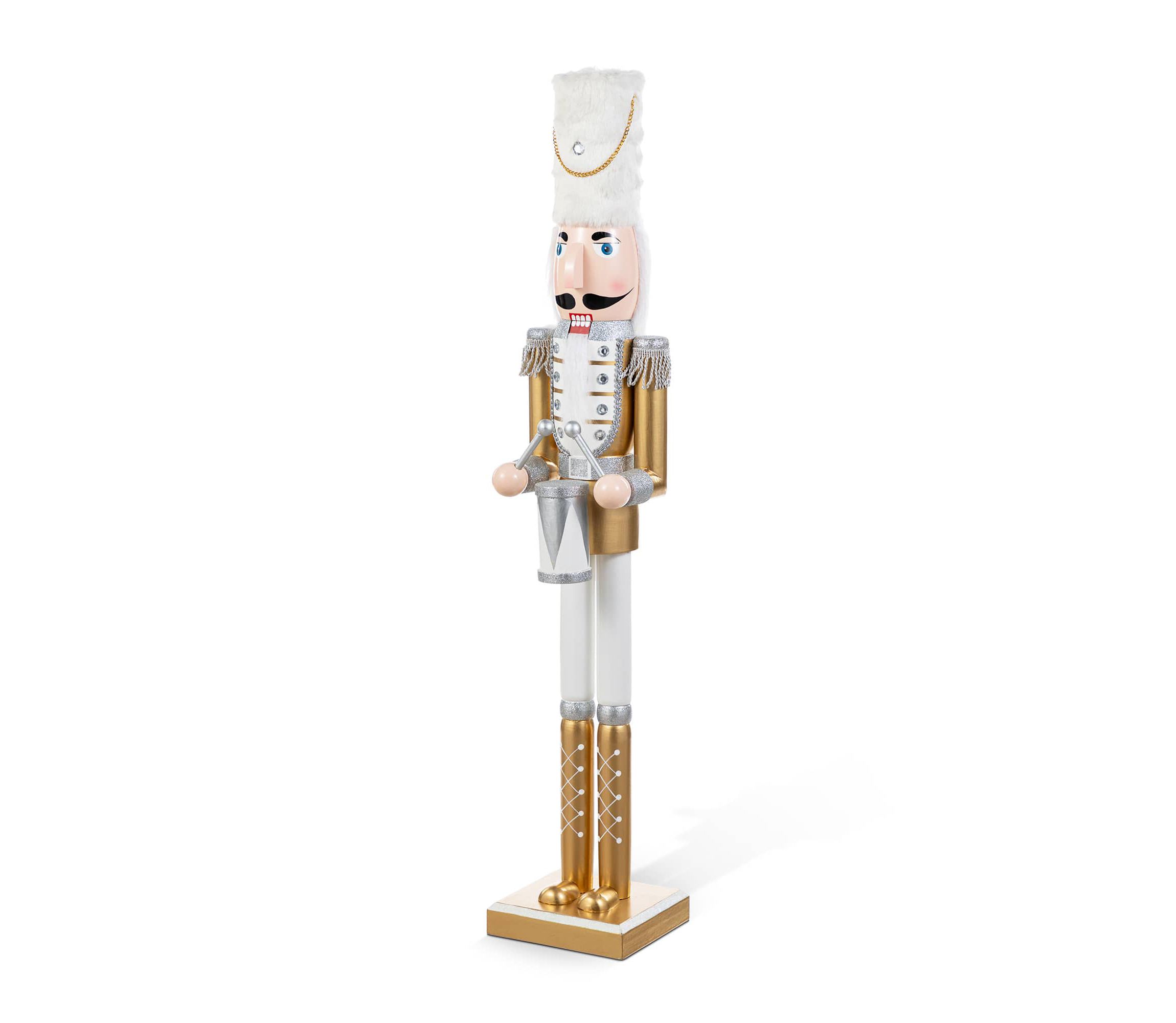 35.75"H Wooden Christmas Gold Dressed Soldier Nutcracker