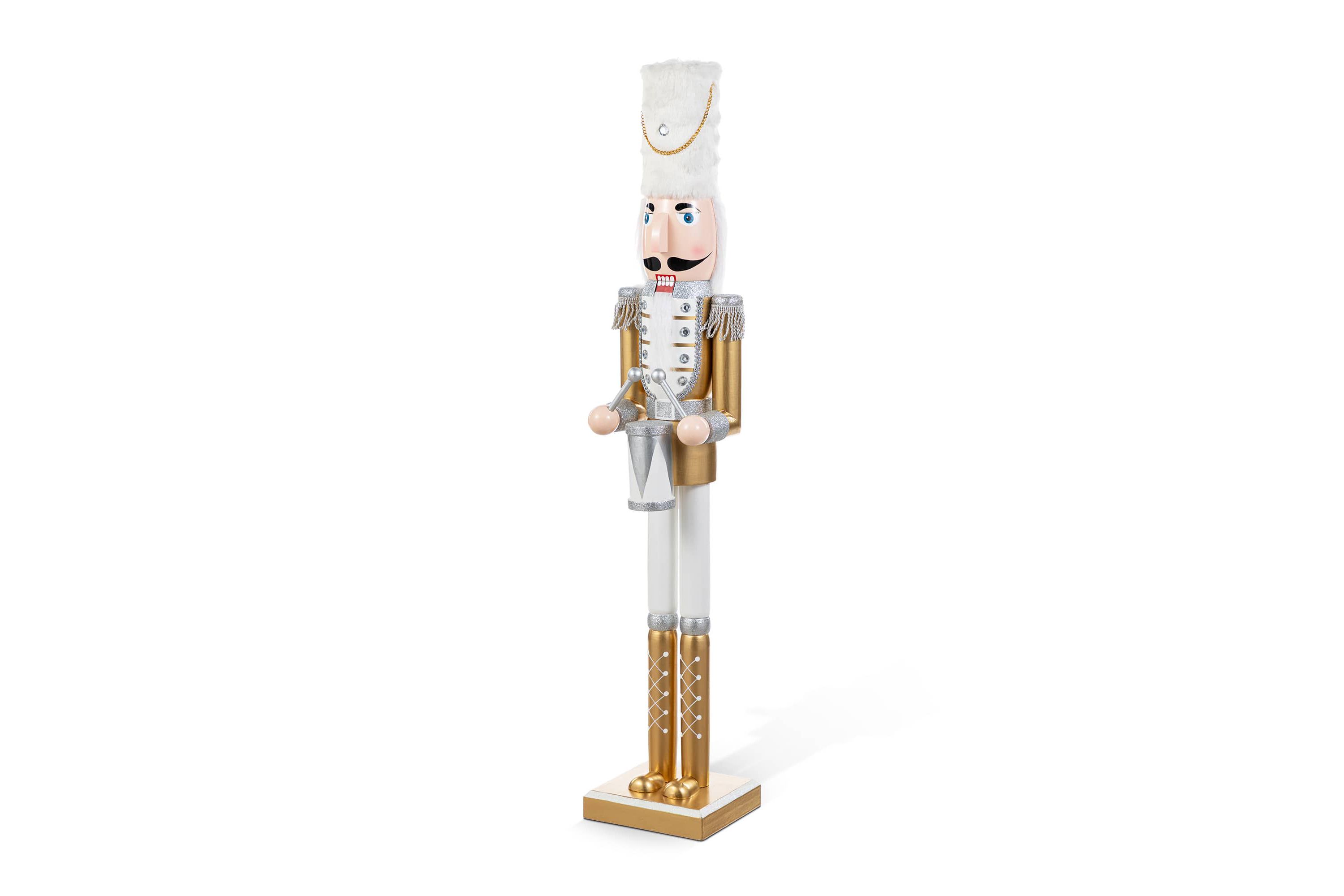 35.75"H Wooden Christmas Gold Dressed Soldier Nutcracker