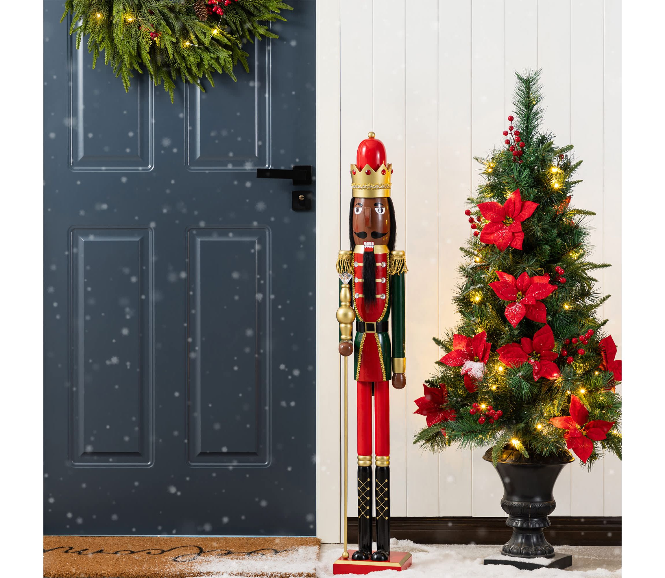 42"H Wooden Christmas African King Nutcracker